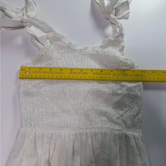 Altar’d State Cream Eyelet Midi Dress Smocked Bodice Tie Strap XS Cottagecore - Picture 5 of 6